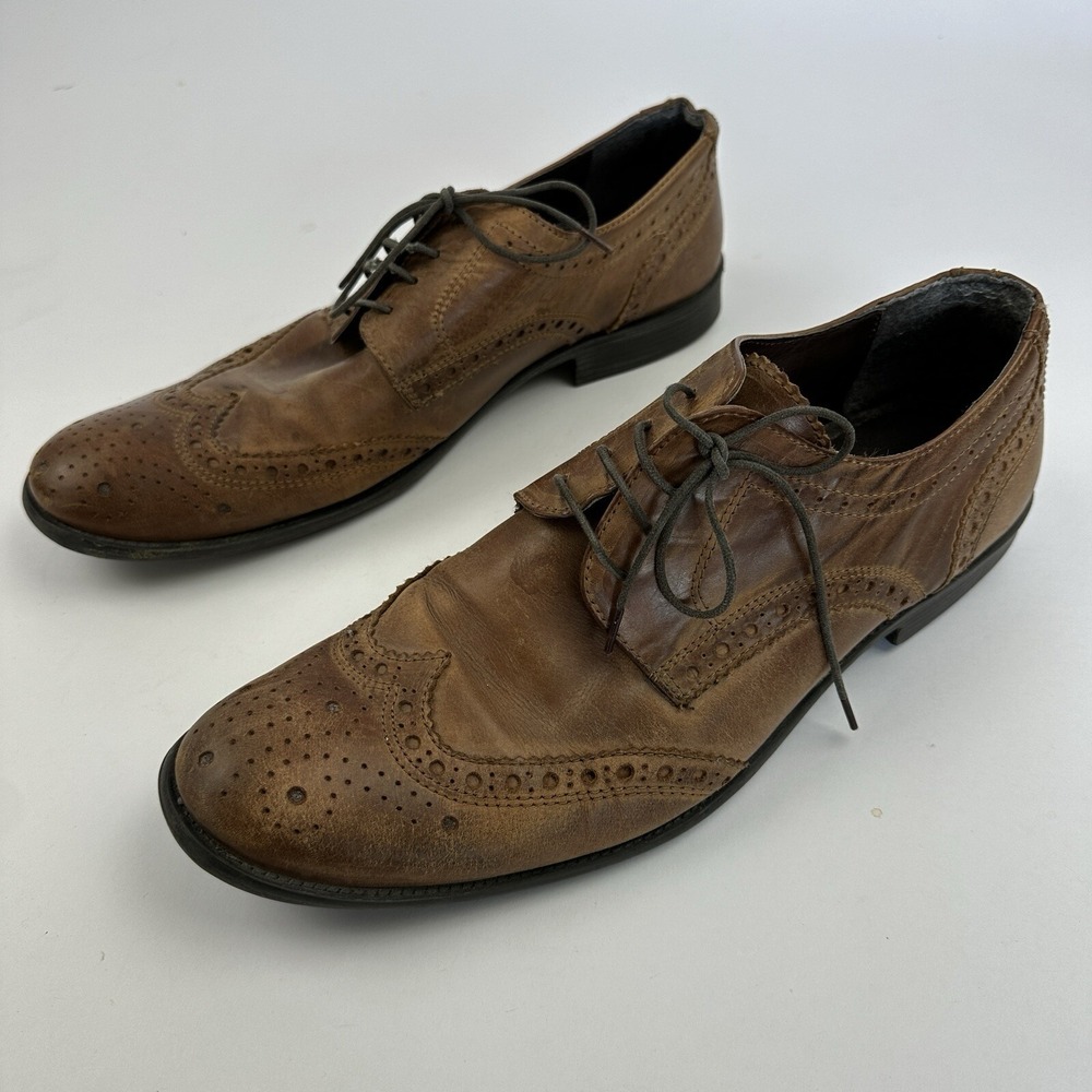 Steve Madden Neville Wingtip Oxford Dress Shoes Brown Leather Men's Size 12 - Picture 12 of 15
